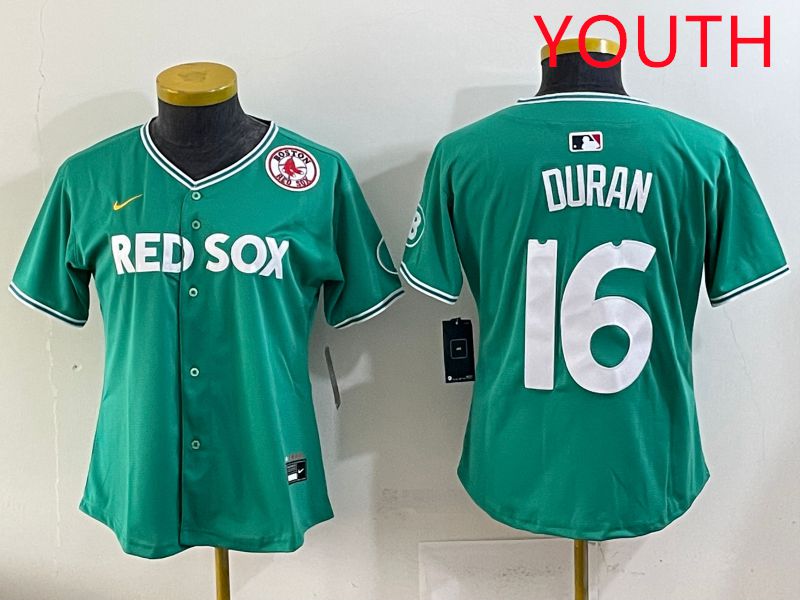 Youth 2025 Boston Red Sox #16 Duran Dark Green Joint Name Nike MLB Jersey style 9->youth mlb jersey->Youth Jersey